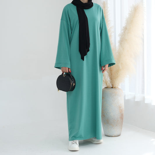 Dubai Middle East Turkey Solid Color Hoodie Dress